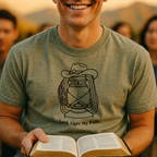 'Lord, Light My Path' Lantern & Cowboy Hat Christian Graphic