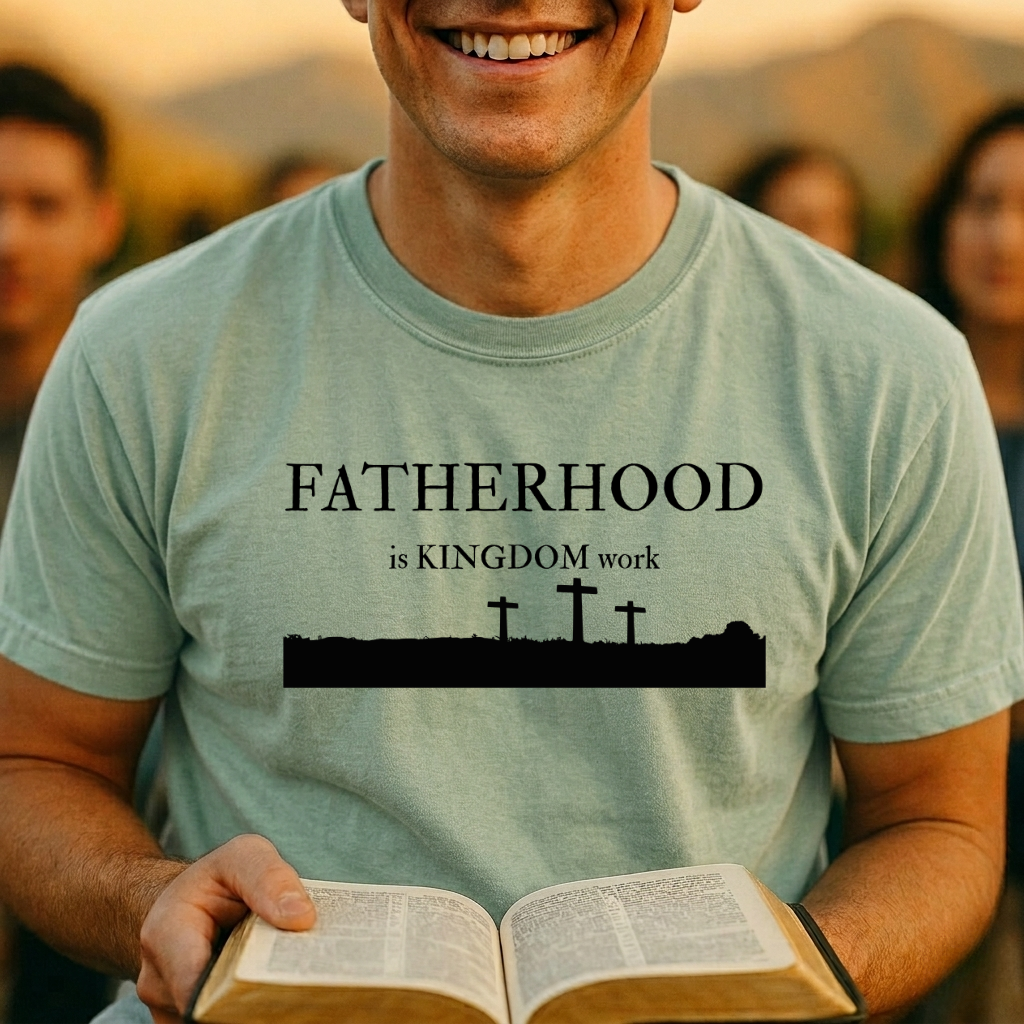 Fatherhood T-Shirt — "Fatherhood is a Kingdom Work" Christian Dad Tee