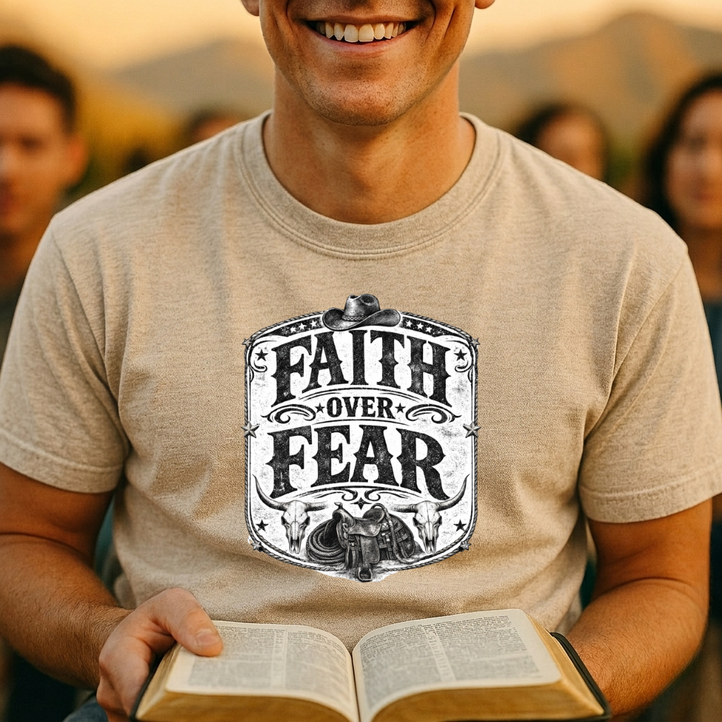 Faith Over Fear T-Shirt — Vintage Christian Inspirational Tee