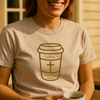 Christian Coffee T-Shirt – "Coffee + Kingdom Work" Graphic Tee