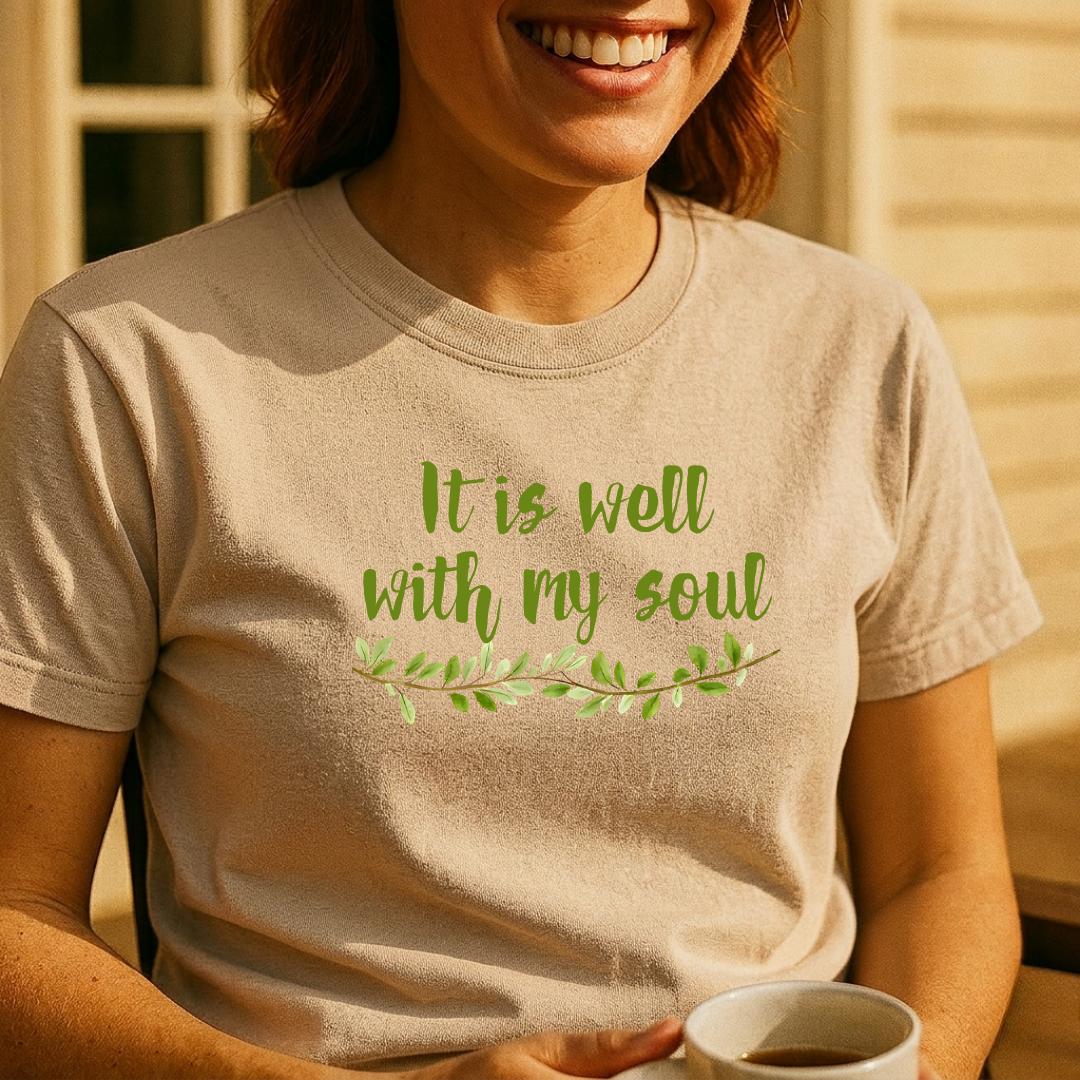 T-Shirt — "It Is Well With My Soul" Floral Faith Tee